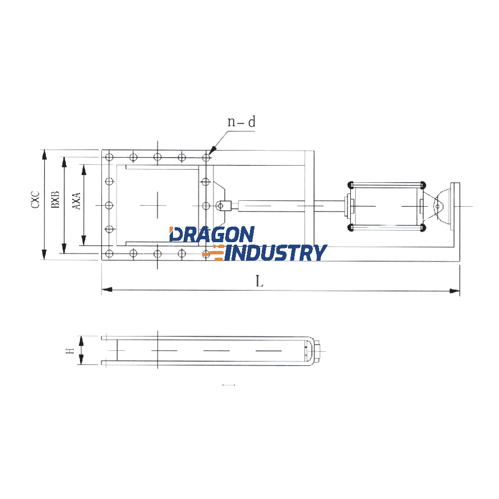 Pneumatic pushbar flat plate gate valve